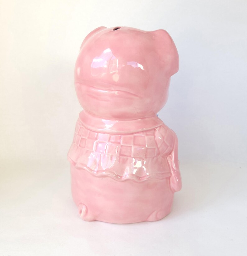 Vintage Large Ceramic Piggy Bank with Bowtie: Kitschy Decor image 6