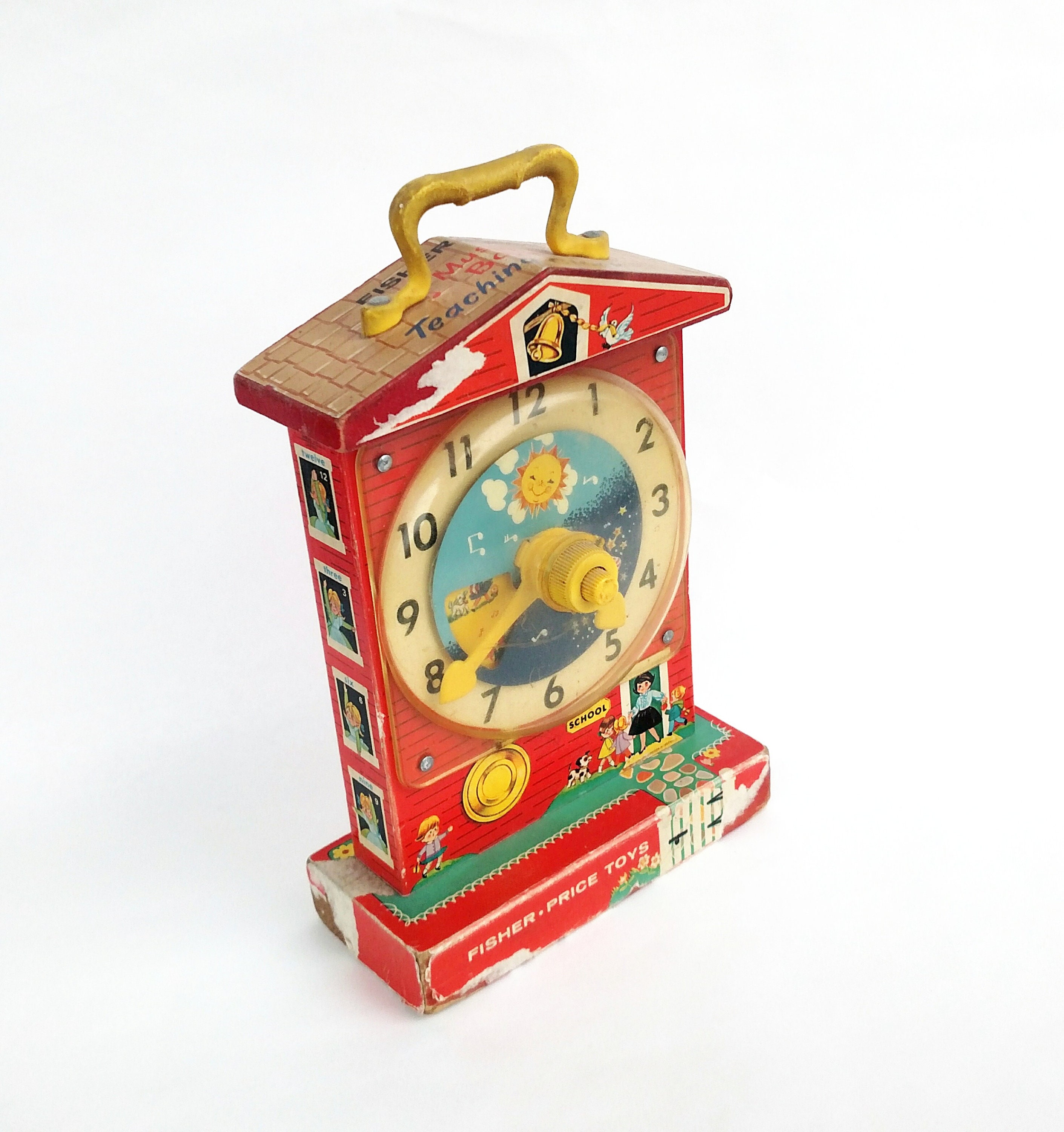Vintage 1960's Fisher Price Music Box Teaching Clock