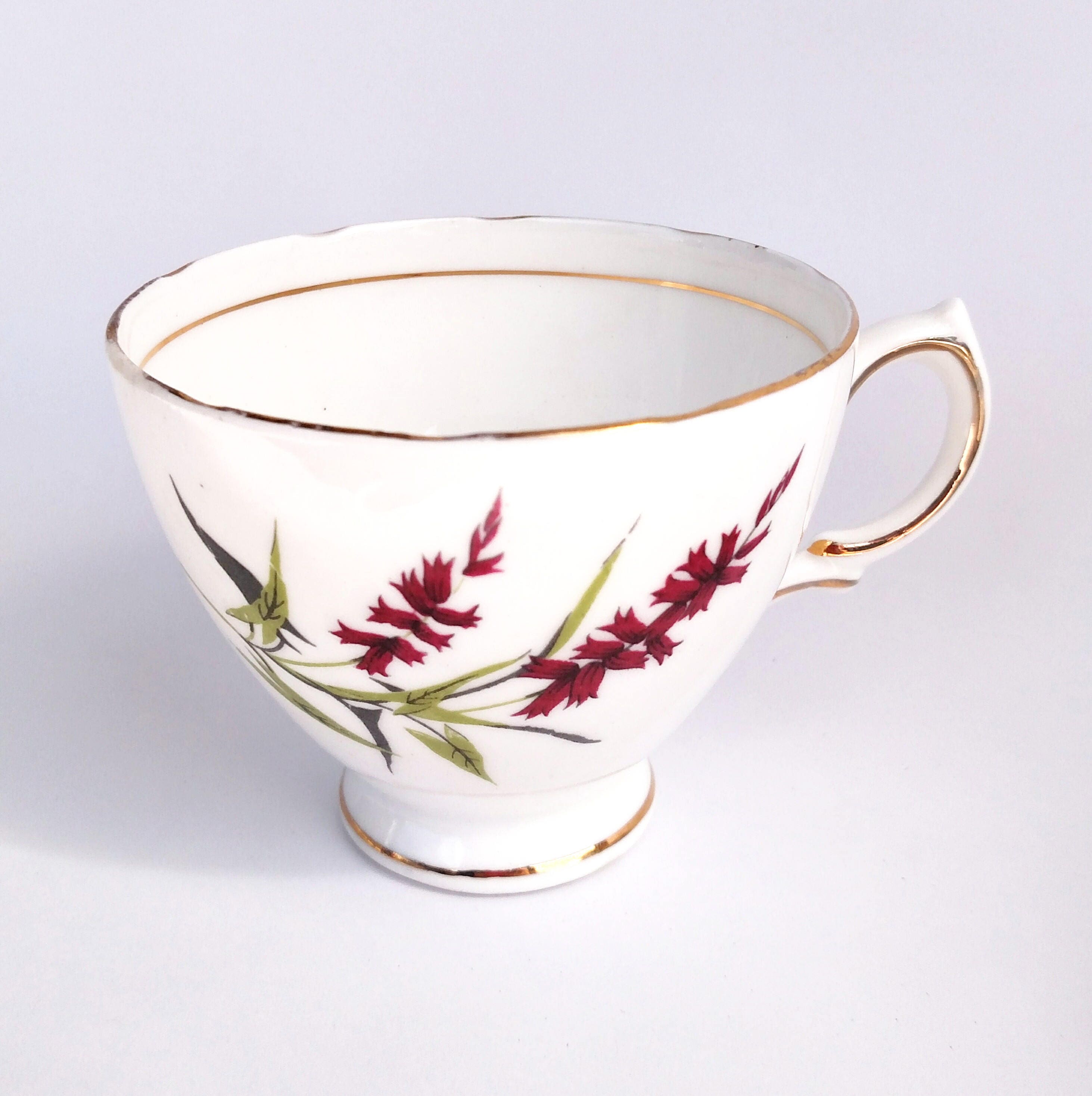 Vintage Colclough Bone China Tea Cup and Saucer Set in White with