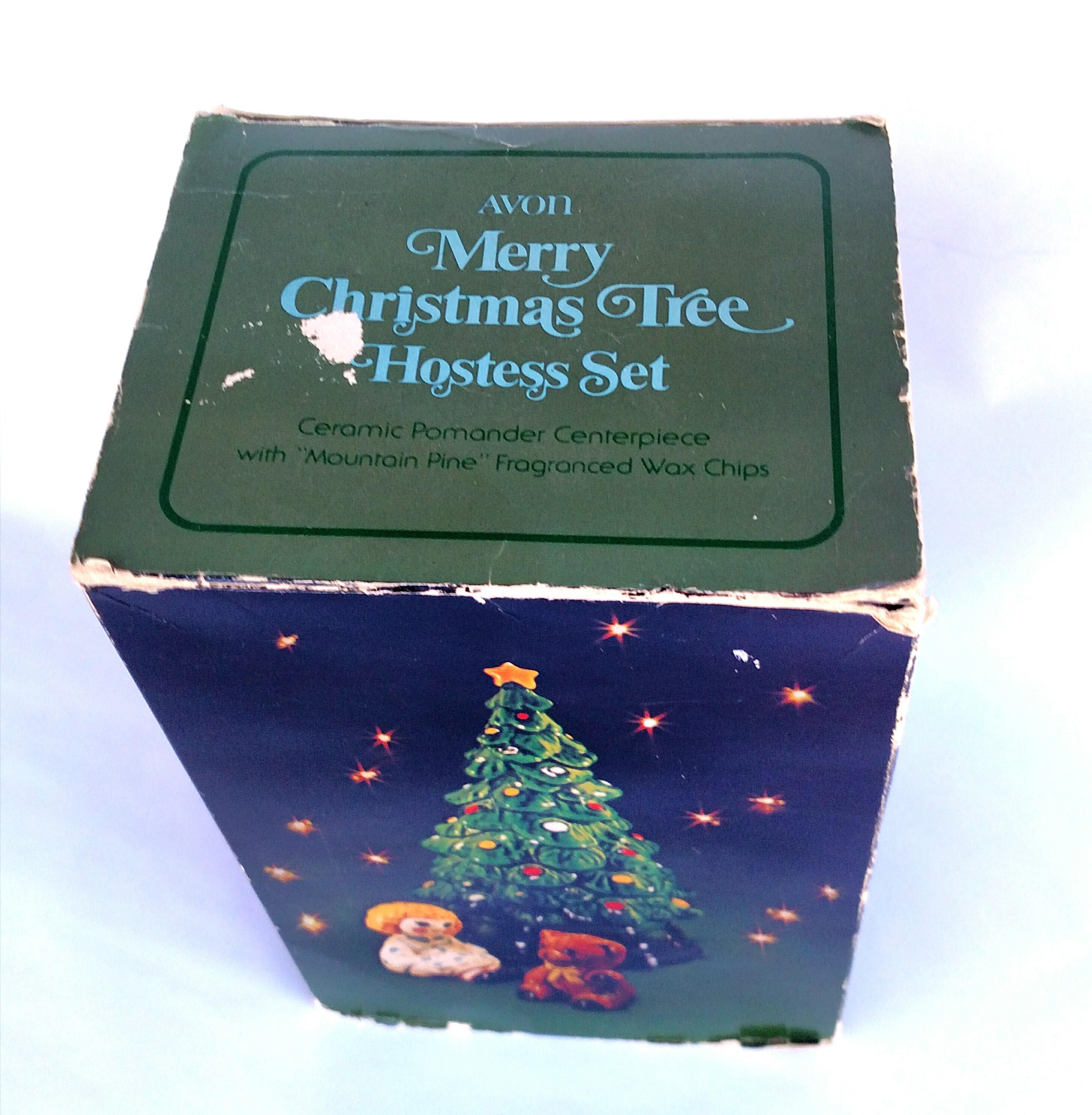 Vintage 1970's Avon Christmas Tree Hostess Set in Original Box Tree