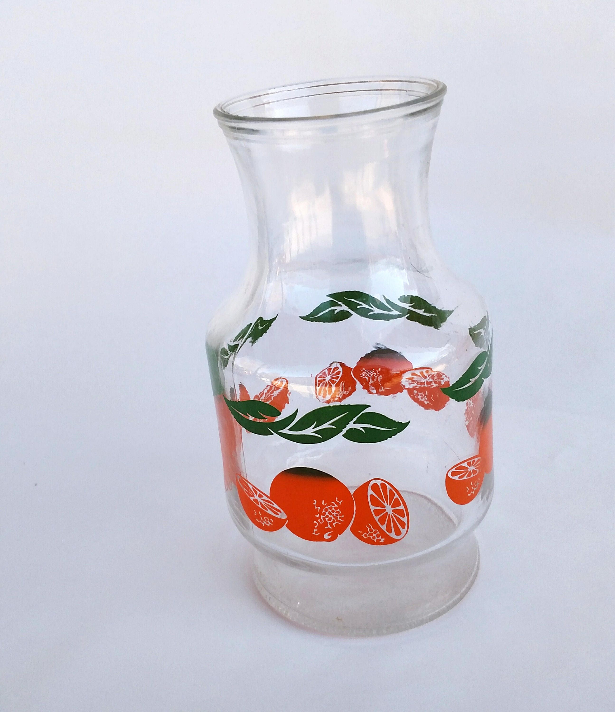 Vintage Anchor Hocking Orange Juice Glass Carafe Pitcher