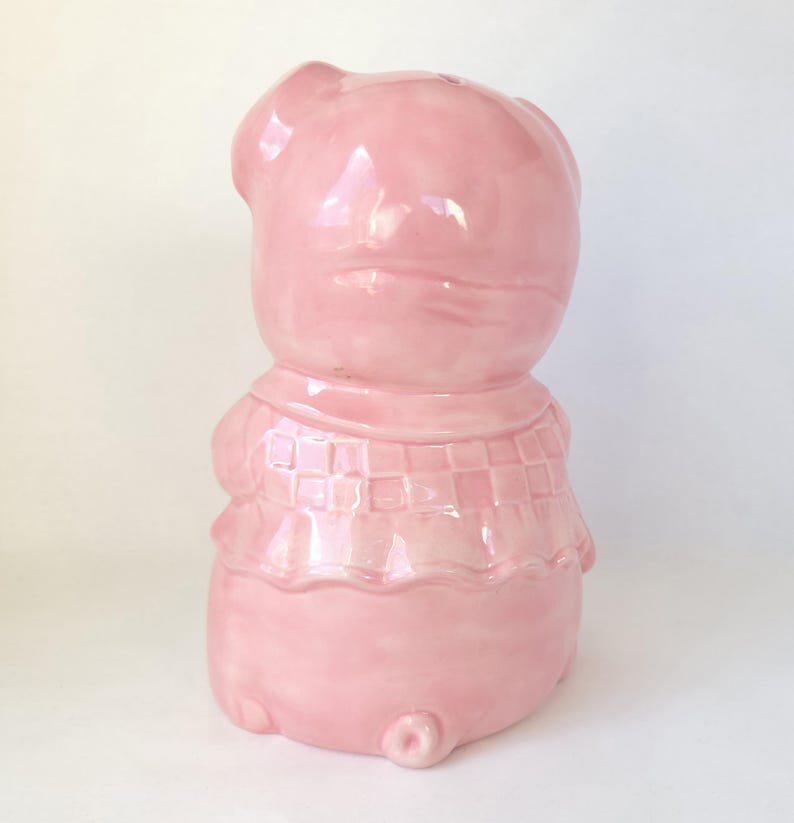 Vintage Large Ceramic Piggy Bank with Bowtie: Kitschy Decor image 5