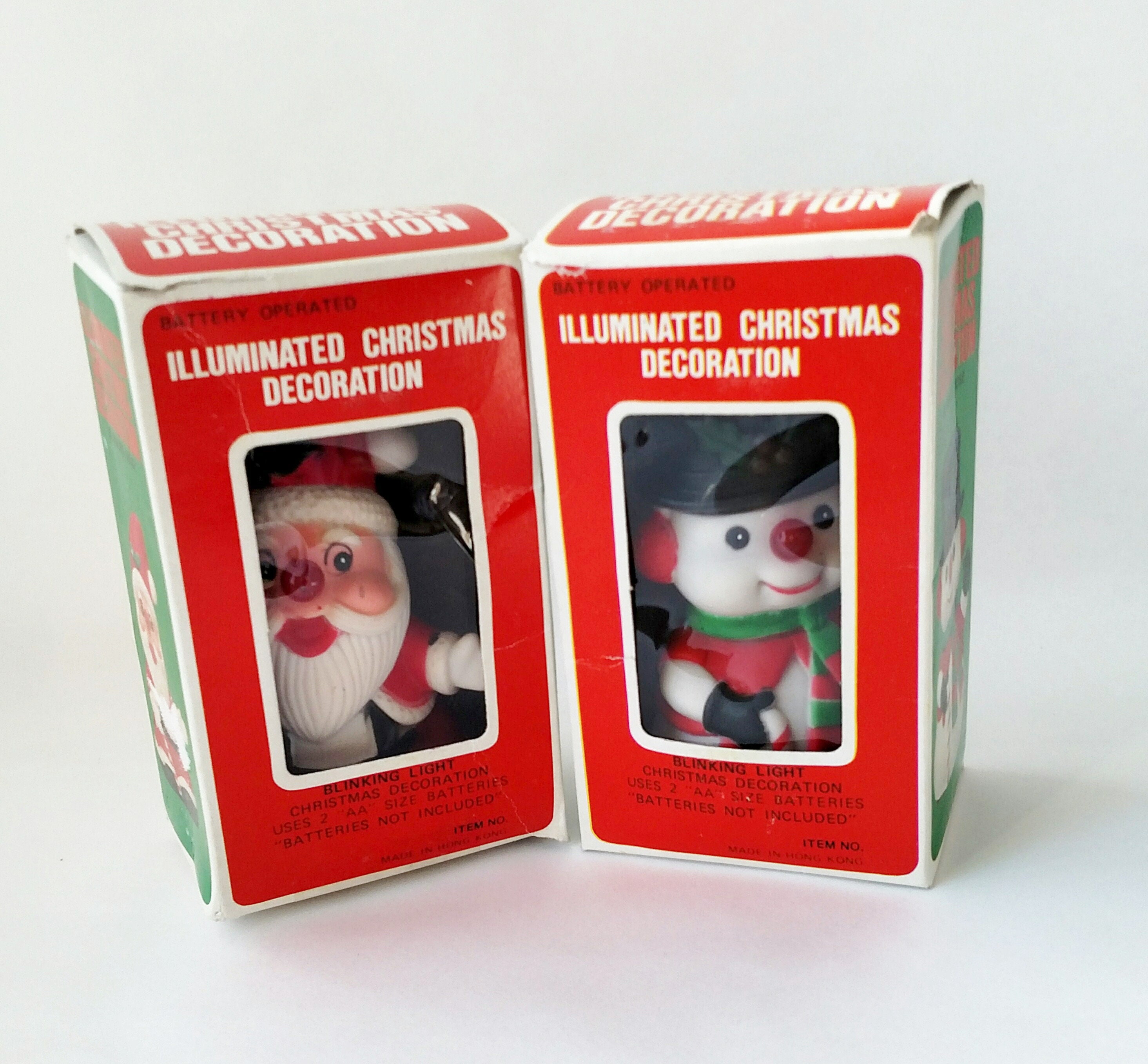 Set of 2 Vintage Plastic Christmas Figurines Santa Claus and Frosty The
