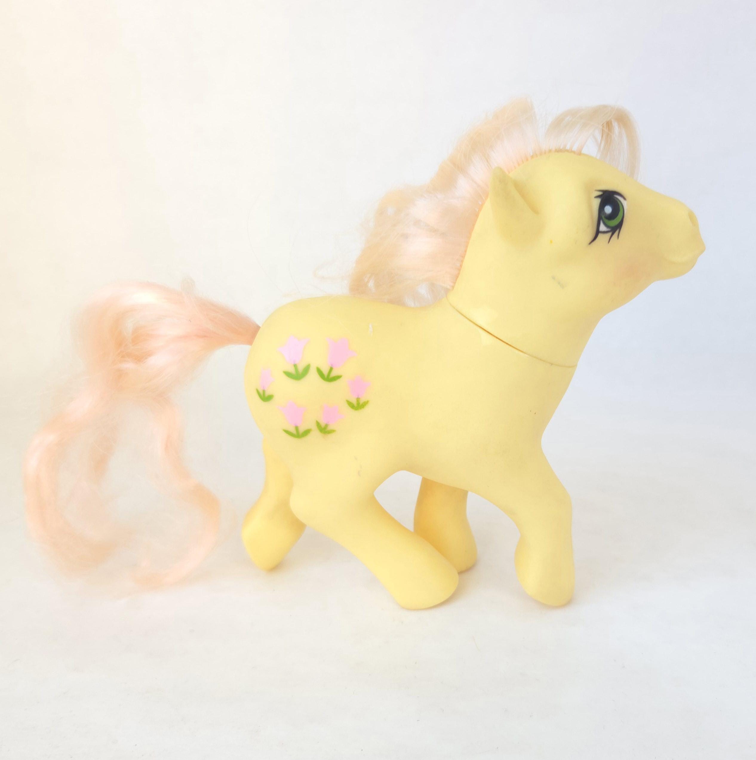 1984 Posey My Little Pony - Generation 1 - Yellow With Pink Tulips