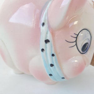 Vintage Cork Nose Piggy Bank in Pink and Blue Kitschy Cute / Kitschy Piggy Bank / Vintage Kitsch / Vintage Piggy Bank image 8