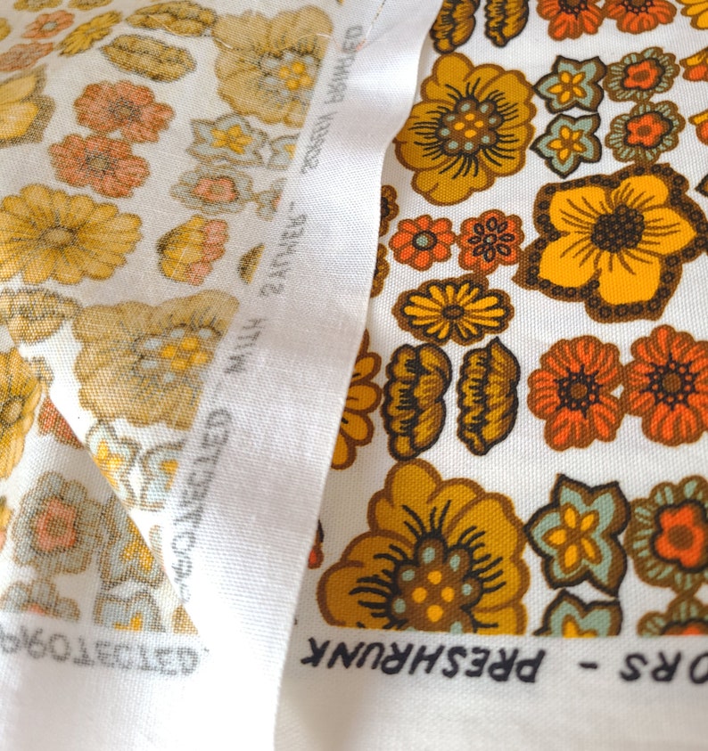 Vintage Dupont Savalux Screen Print Floral Fabric 62 x 49 Groovy Fabric / Retro Fabric / Vintage Fabric image 8