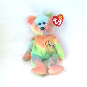 Vintage 1996 Peace Bear Beanie Baby with Tags