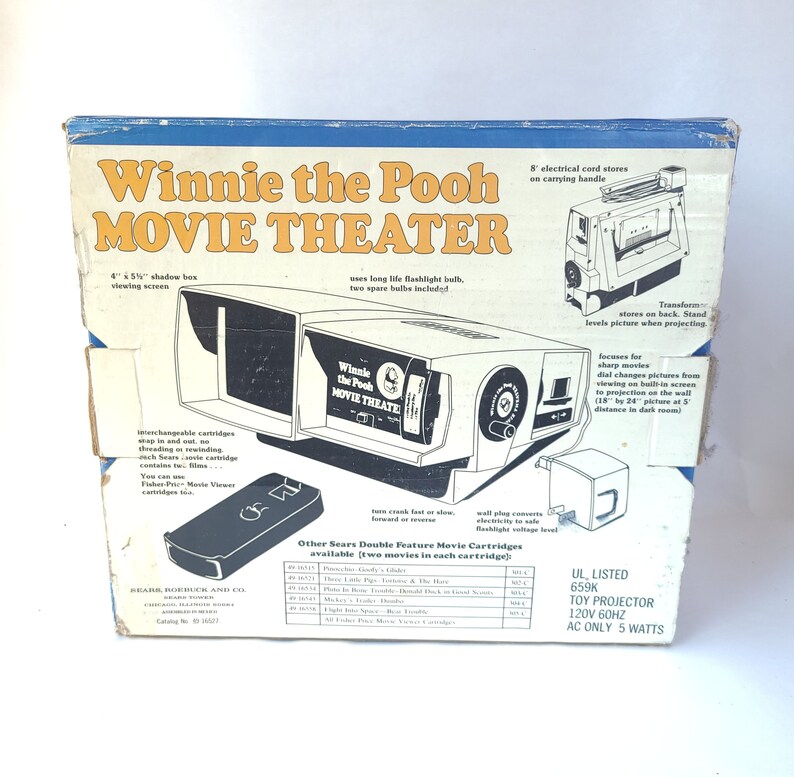 Vintage 1980 Winnie The Pooh Movie Theater Vintage Toy / Eighties Toy / Retro Toy image 2