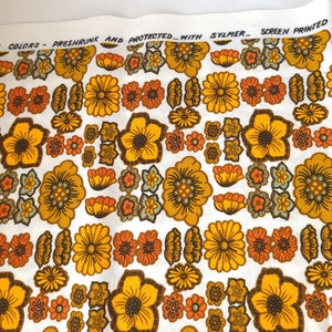 Vintage Dupont Savalux Screen Print Floral Fabric 62 x 49 Groovy Fabric / Retro Fabric / Vintage Fabric image 4