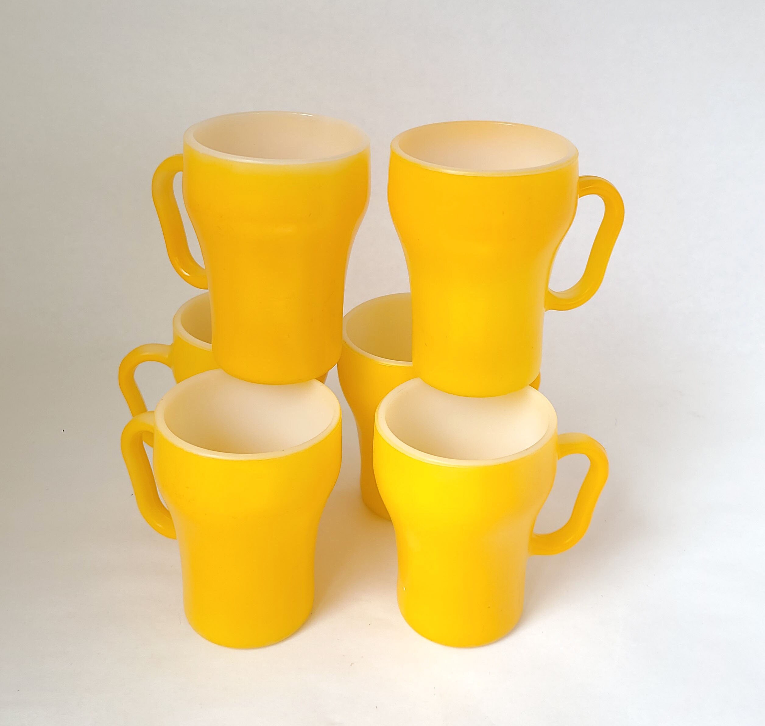 Vintage Yellow Fire King Mugs - Set of 6 - Kitschy Kitchen - Etsy