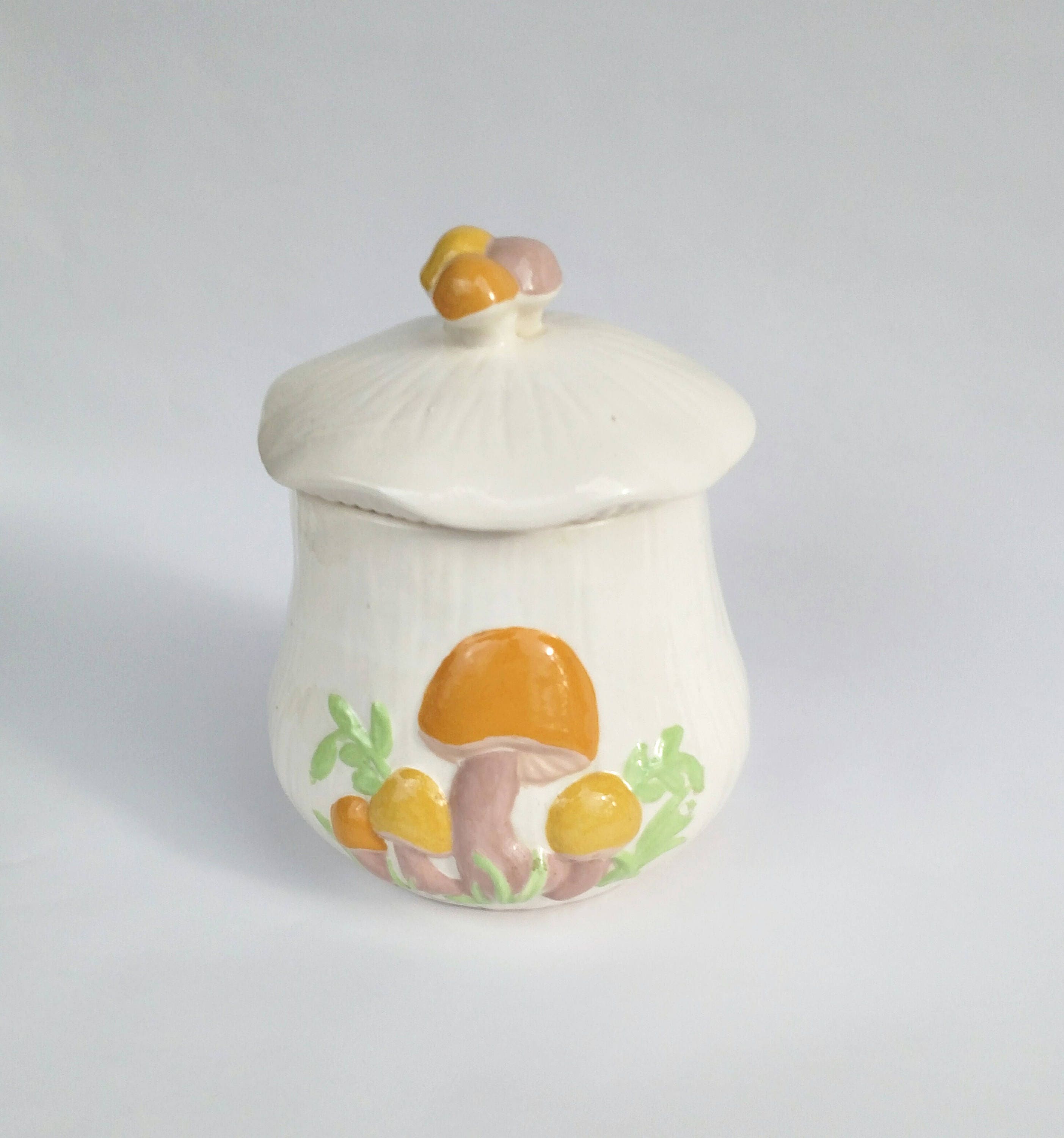 Vintage 1970's Ceramic Jar with Mushrooms by Arners