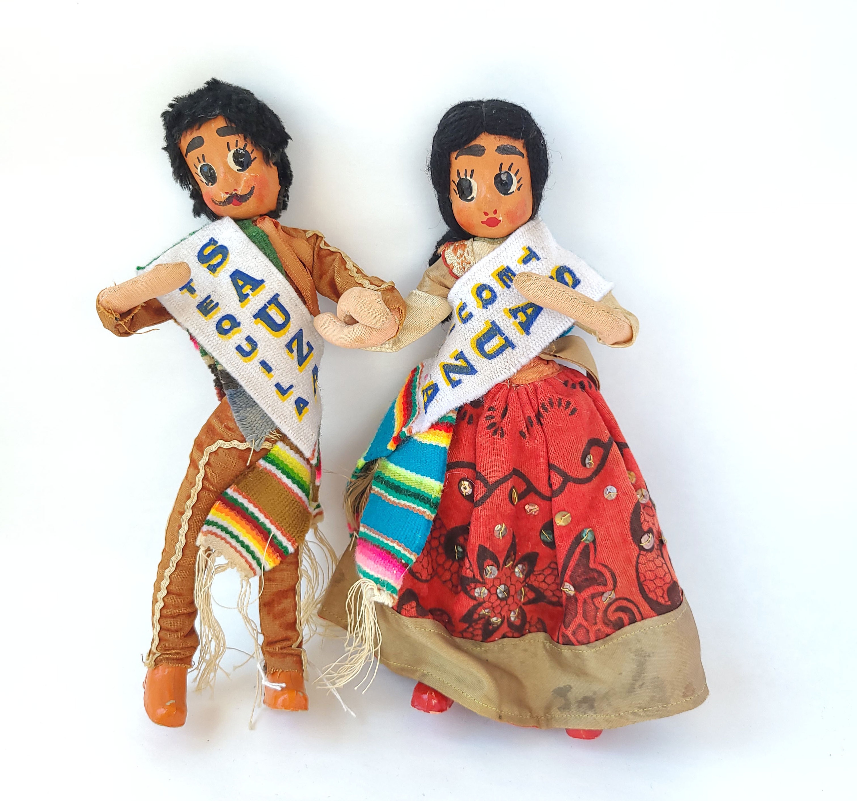 Vintage Mexican Oil Cloth Dolls - Sauza Tequila Souvenir - Etsy