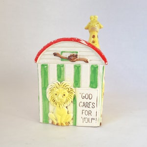 Vintage Noah&#39;s Ark Coin Bank: Kitsch Christian Decor, Made in Japan