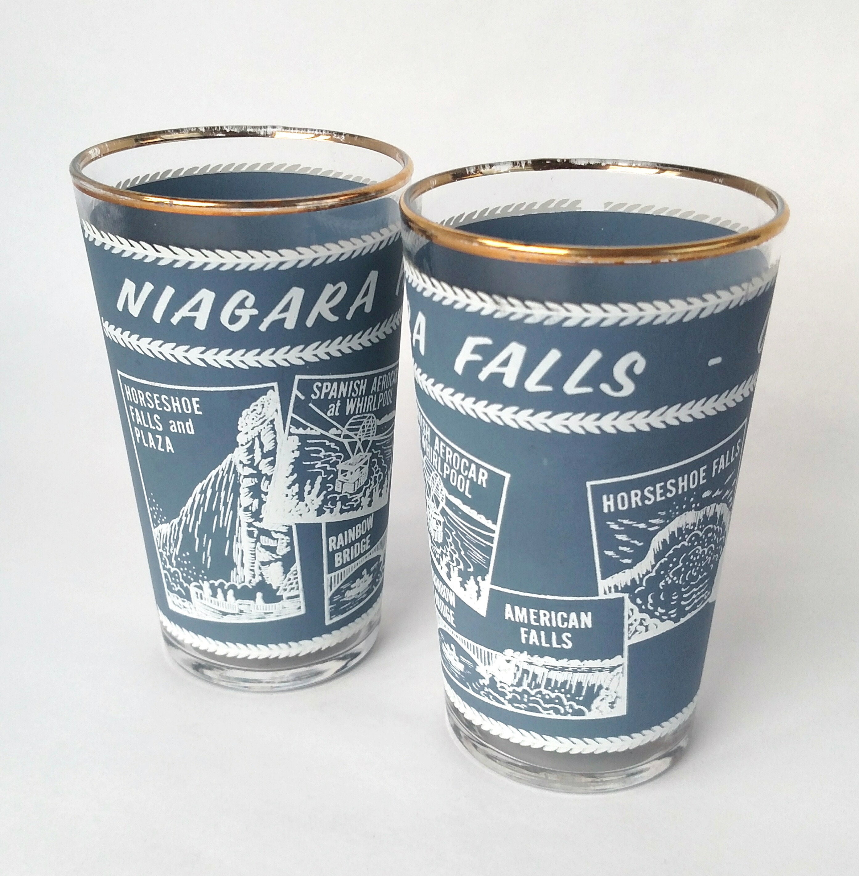 Set of 2 Vintage Niagara Falls Souvenir Glasses