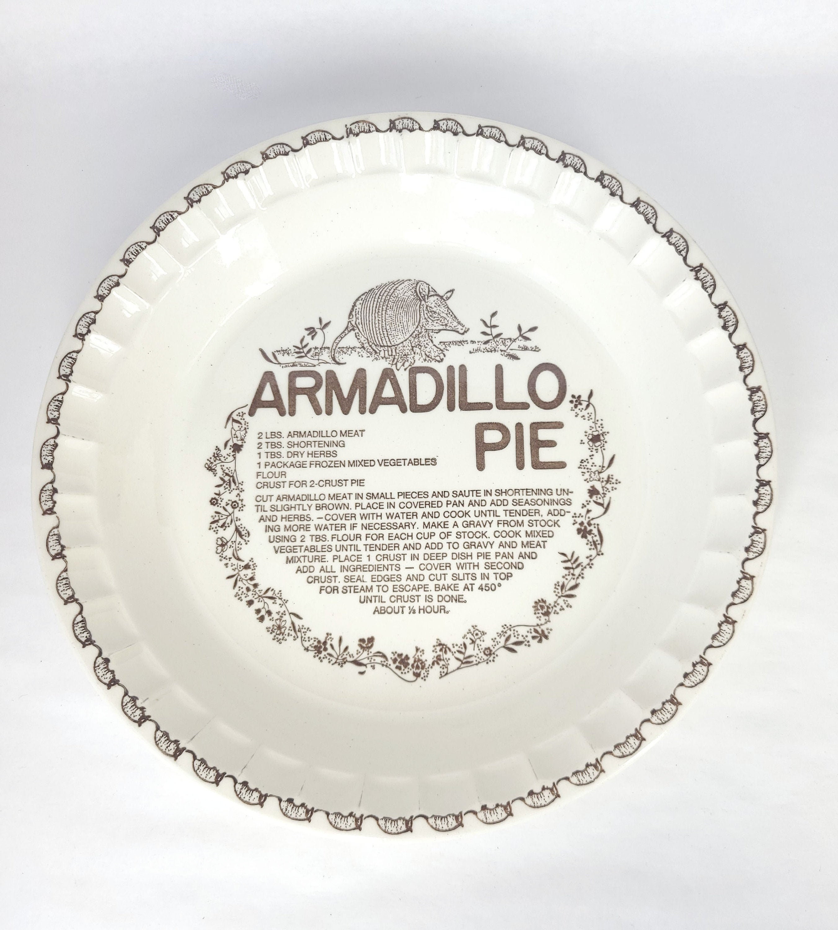 Vintage Armadillo Pie Plate by Royal China Co - Etsy