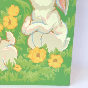 Vintage Paint By Number Girl with Rabbits Vintage Painting / Kitschy Cute / Vintage Nursery / Vintage Kitsch / Kitschy Painting image 6