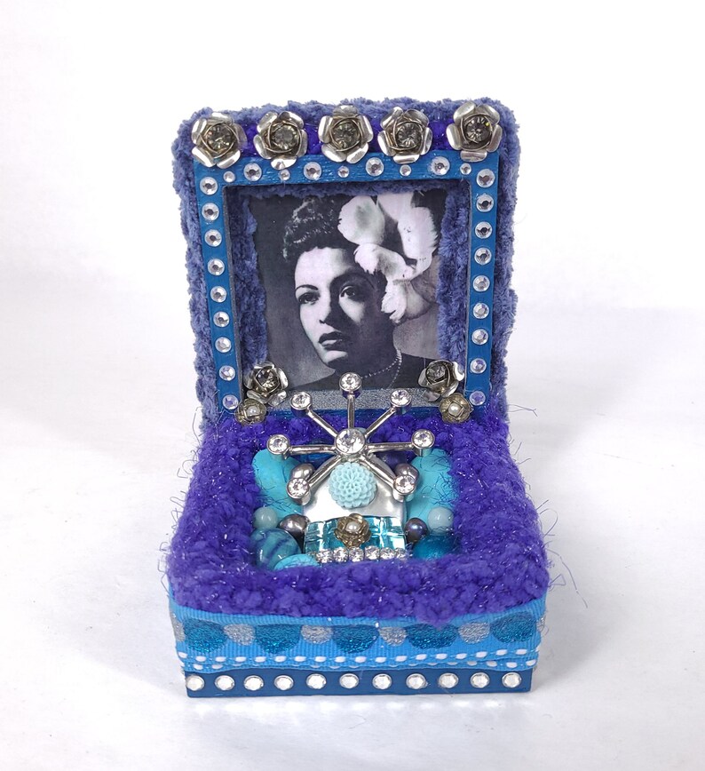 Billie Holiday Altar Shrine Box One of A Kind / Mixed Media Assemblage / Altar Box / Lady Sings The Blues image 2