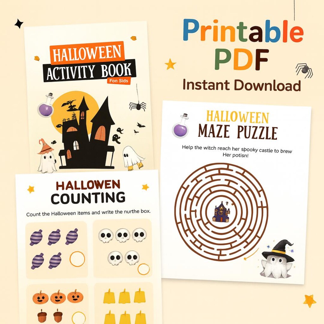 Printable Halloween Activity Book for Kids — Fun, Educational Games ...
