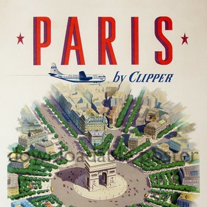Printable Vintage Travel Poster Downloadable File - Paris - Pan American World Airlines - JPG Format