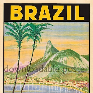 Arquivo para download de pôster de viagens vintage para impressão - Brasil - Instituto Brasileiro de Informações - Formato JPG
