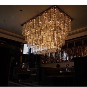 手作りの長方形クリスタルシャンデリア – 高級ダイニングルーム、ロビー照明