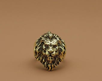 Anillo de cabeza de león para hombre, anillo de león dorado, anillo llamativo, joyería de rey león, anillo de animal estilo vintage, regalo para él