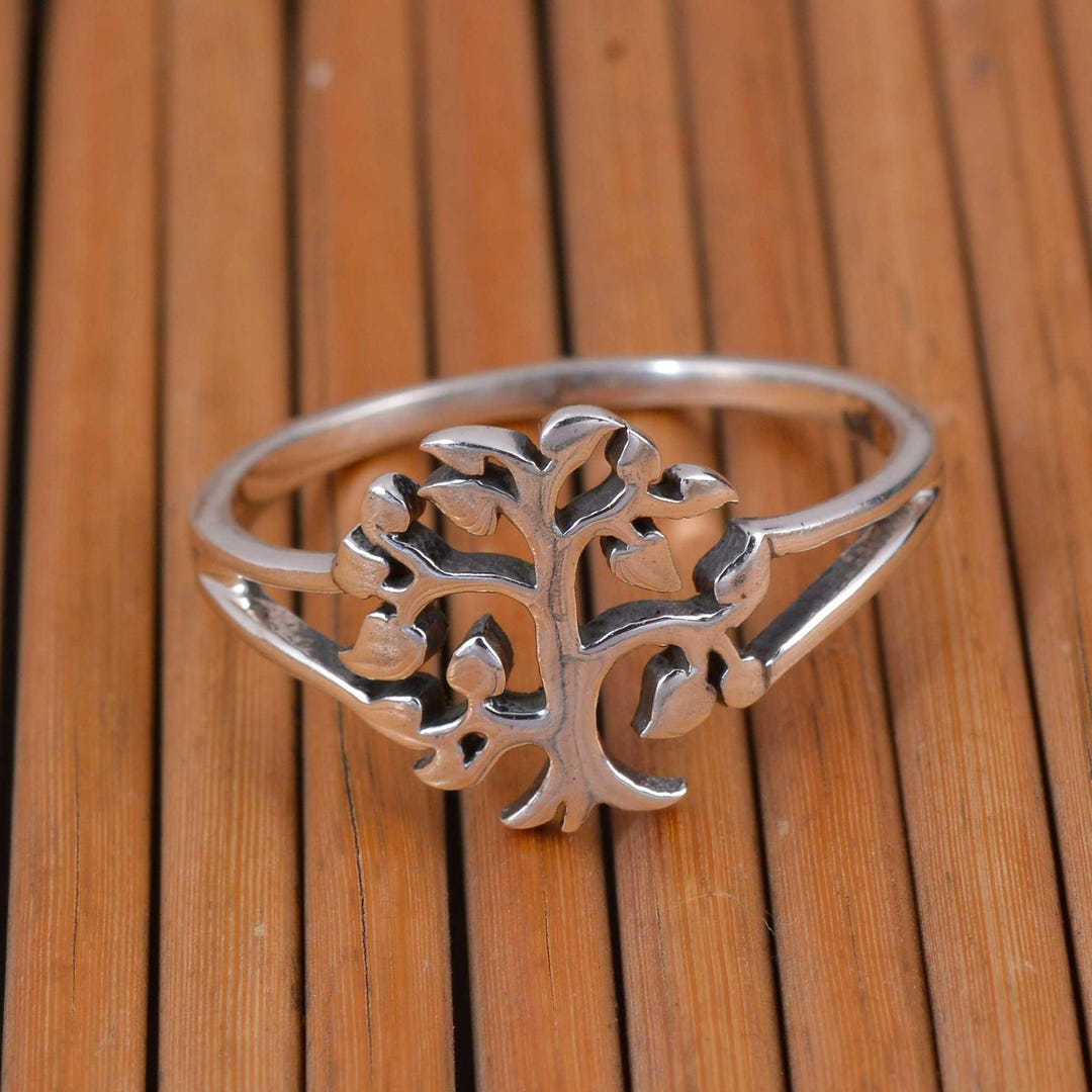 Sterling Silver Tree of Life Ring, Nature Inspired Family Tree Ring for ...