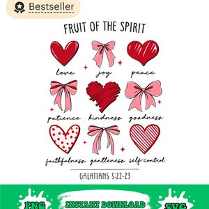 Fruit of the Spirit Christian Hearts Galatians 5:22-23 Png - Etsy