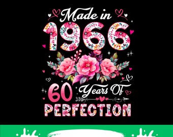 60 Year Old Made In 1966 Floral 60th Birthday png