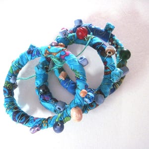 Fabric Bangles, Boho bracelets Set of three