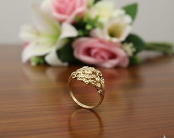 Löwenkopf Ring Gold Messing Statement Ring Handgemachte Tier Ring Bold Einstellbare Band Tribal Boho Schmuck Leistungsstarkes Geschenk für Sie