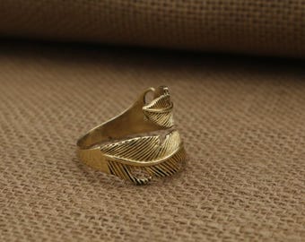 Blatt Wickelring Gold Messing verstellbarer Ring Natur inspiriert Boho handgemachte Statement Ring minimal botanischen Schmuck Geschenk für sie