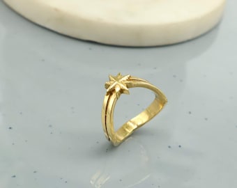 Star Brass Ring • Celestial Jewelry for Women • Shooting Star Boho Ring • Handmade Brass Gift for Her, Anniversary Gift, Jewelry
