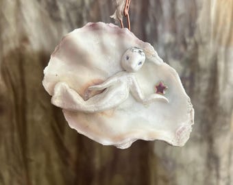 M E R F O L K Handmade Oyster Fae Ornament – Wild Shell & Clay, Nordic Folklore Spirit