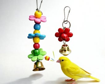 Flower Bead Bird Toy with Bell, Cage Enrichment for Small Birds
