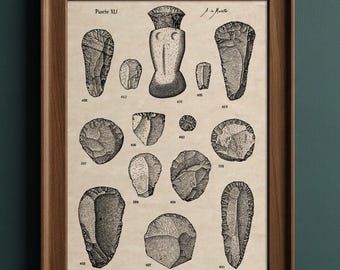 Pôster imprimível de raspadores da Idade da Pedra – Presentes arqueológicos e decoração de parede