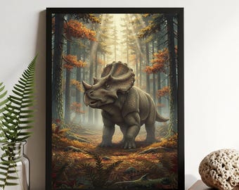 Pachyrhinosaurus Dinosaur Wall art : Dinosaur bedroom decor and paleontology gift