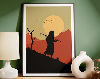 Boho Desert Wall Art - Abstract Sunset Print (Digital download)
