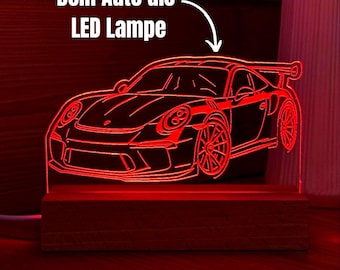 Auto LED Lampe personalisiert - Auto Deko, Geschenk für Autofans, Tuning, Männer