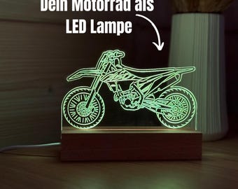 Motorrad LED Lampe personalisierte Silhouette  - Geschenk für Motorradfahrer und Biker , Tischlampe mit Motorradmotiv