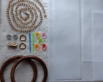 自分だけのバッグ/財布を作ろう：メッシュプラスチックキャンバスバッグ作りキット、DIYトートバッグ金具