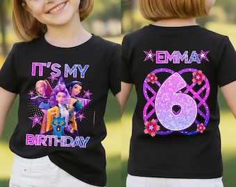 Personalized Kpop Birthday Shirt, Demon Hunter Theme Party, Gift For Girls, Gift for Huntrix Fan,Huntrix T-Shirt,Mira Rumi Zoey Shirt