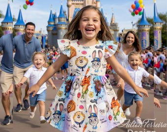 Judy Hopps Zootopia Girl Ruffle Dress, Officer Bunny Power Kids Outfit, Disney Bound Princess Birthday Gift, Custom Zootopia Toddler Dress.