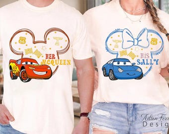 His Sally And Her McQueen Couple T-shirt, Disney Valentine Sweatshirt, Disneyland Honeymoon Vacation Shirt, McQueen & Sally Love Shirt.