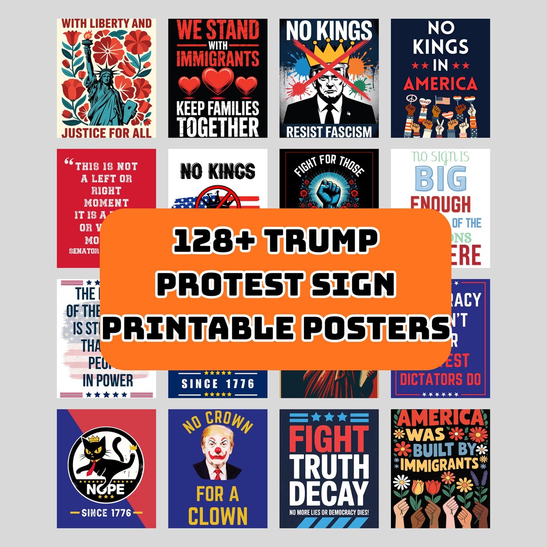 Anti-trump Printable Protest Signs Bundle | 6 Designs | No Kings Poster ...