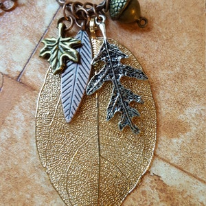 Fall Leaves Necklace in Mixed Metals