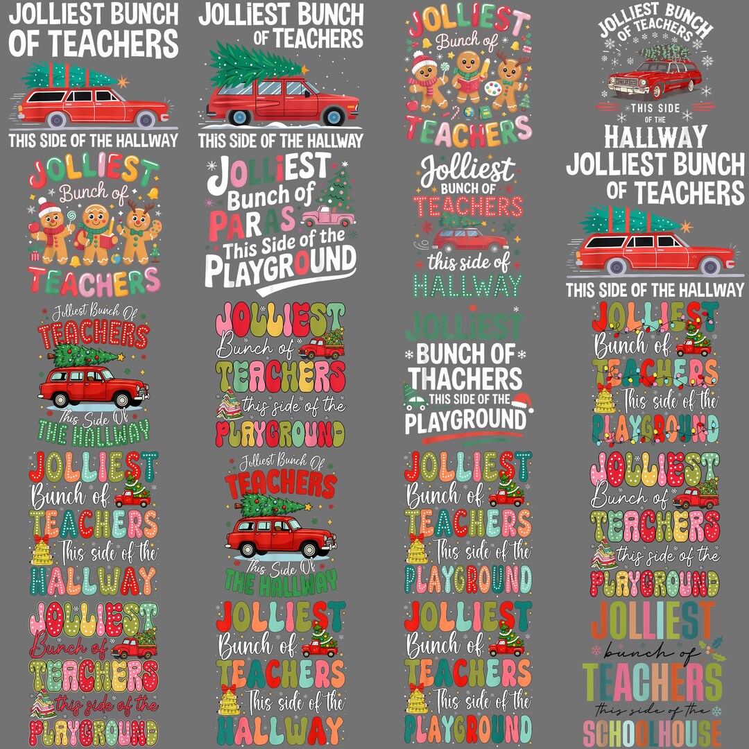 Jolliest Bunch of Teachers PNG, Funny Christmas Hallway Teacher Holiday ...