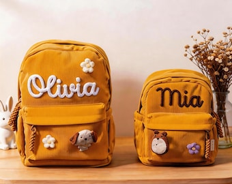 Personalized Toddler Backpack,Custom Name Corduroy Kids Backpack,Back to School Gift for Baby Girl Boy,Cute PreschoolBag