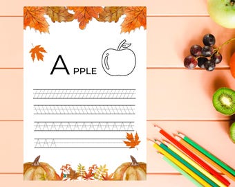 Autumn Alphabet Worksheets: ABC Tracing & Coloring Pages (PDF Download)