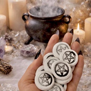 Handmade Pentagram Clay Charm | Protection Pocket Talisman | Ritual Chalk for Spellwork | Witchcraft Tool | Wiccan Gift